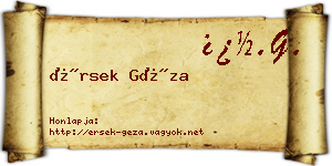 Érsek Géza névjegykártya